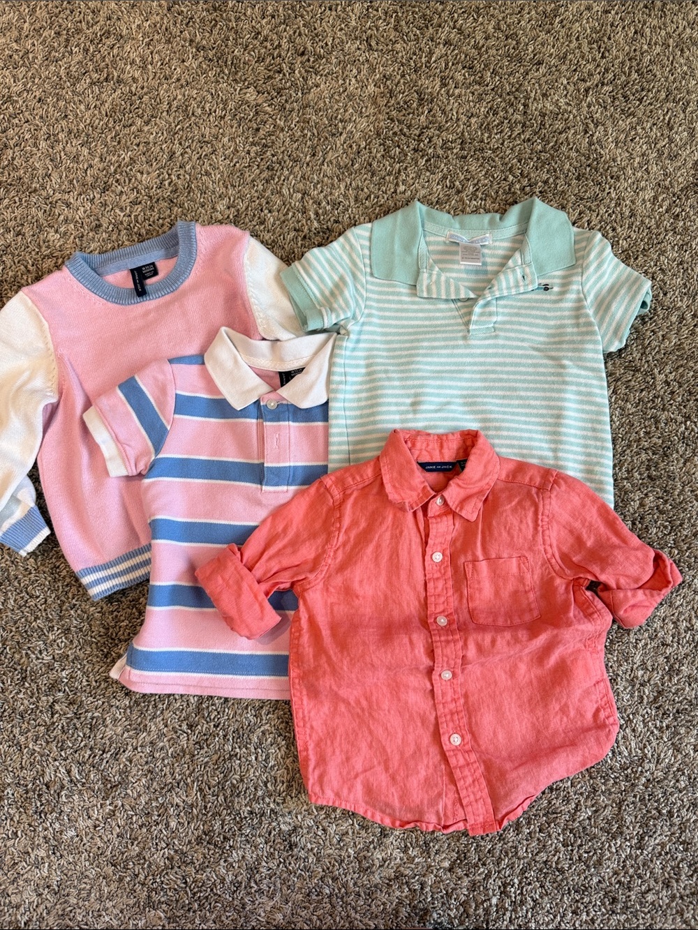 Janie and Jack Coral Linen Button-Up Shirt - Kids